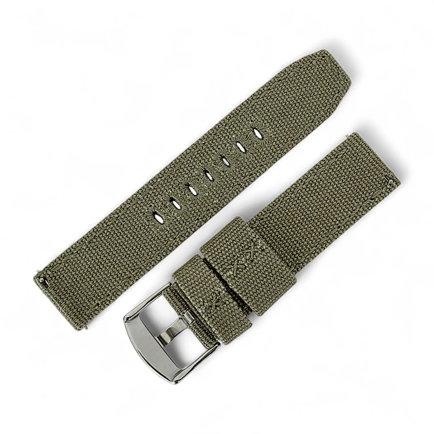 Canvas Watch Strap 3.5mm Thick 20mm 22mm Army Green - Wrist Envy
