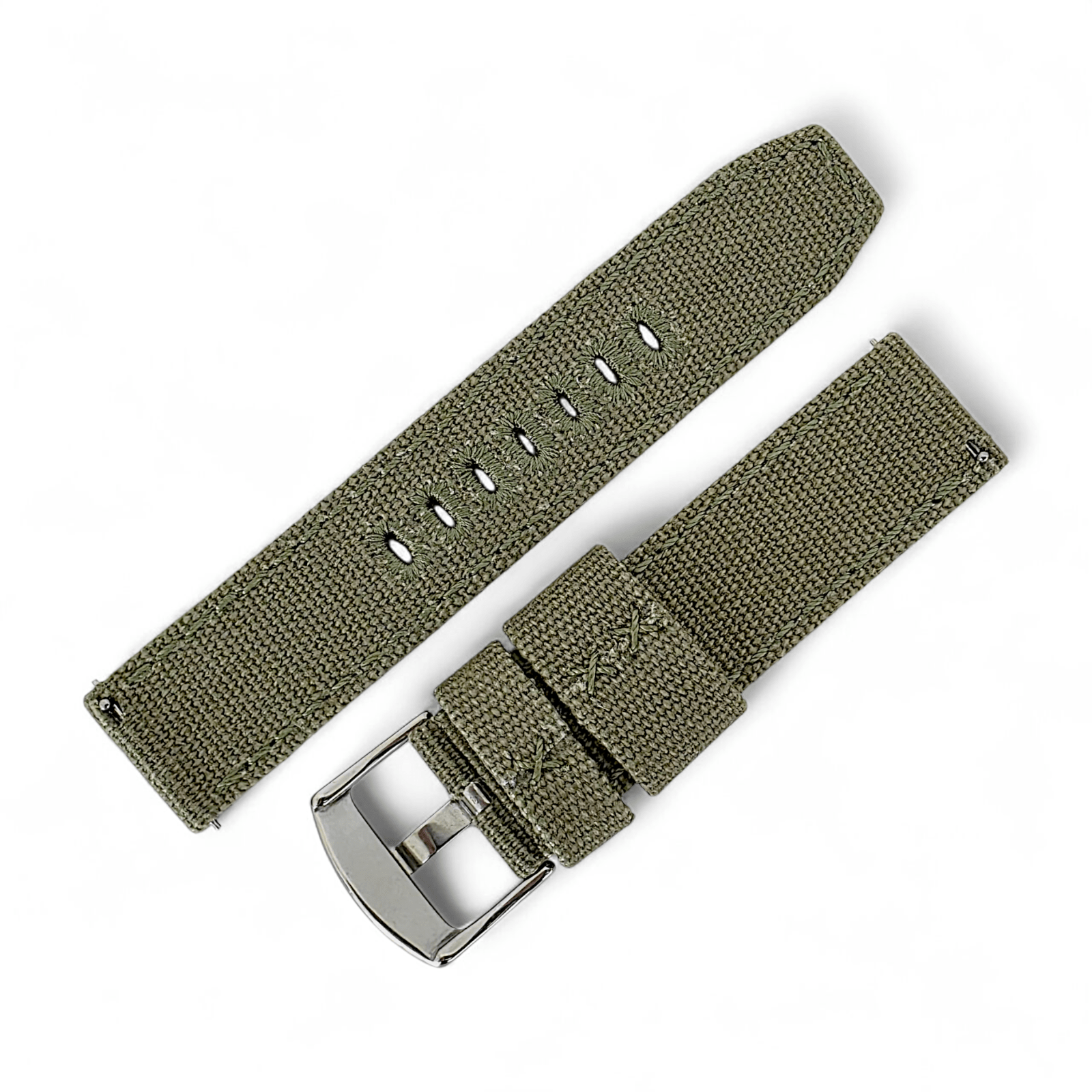 Canvas Watch Strap 3.5mm Thick 20mm 22mm Army Green - Wrist Envy