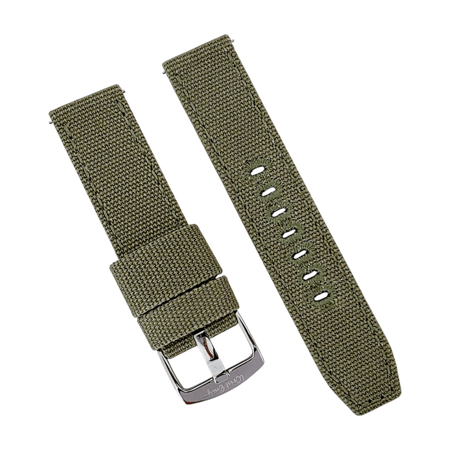 Canvas Watch Strap 3.5mm Thick 20mm 22mm Army Green - Wrist Envy