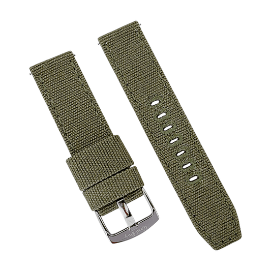 Canvas Watch Strap 3.5mm Thick 20mm 22mm Army Green - Wrist Envy