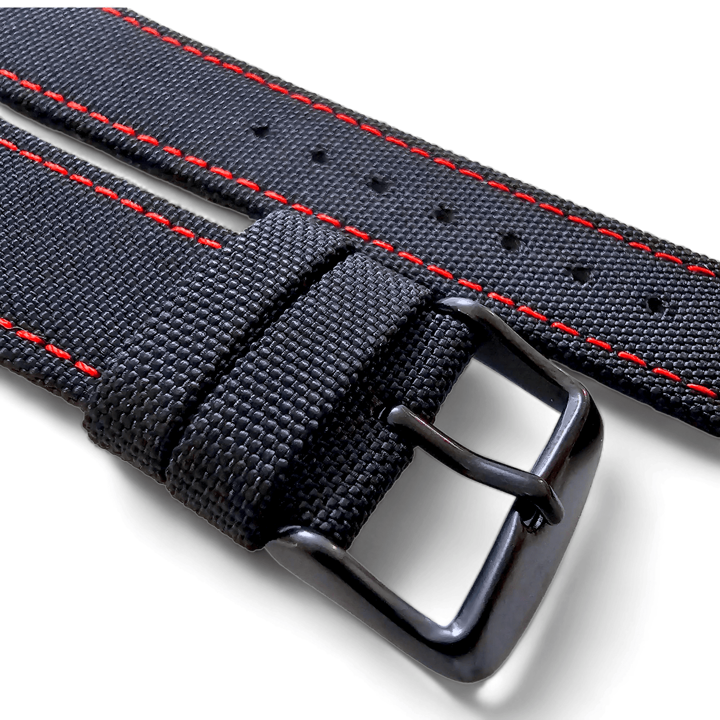 Canvas Watch Strap Black PVD Buckle Nylon Fabric Sailcloth 20mm 22mm - Wrist Envy