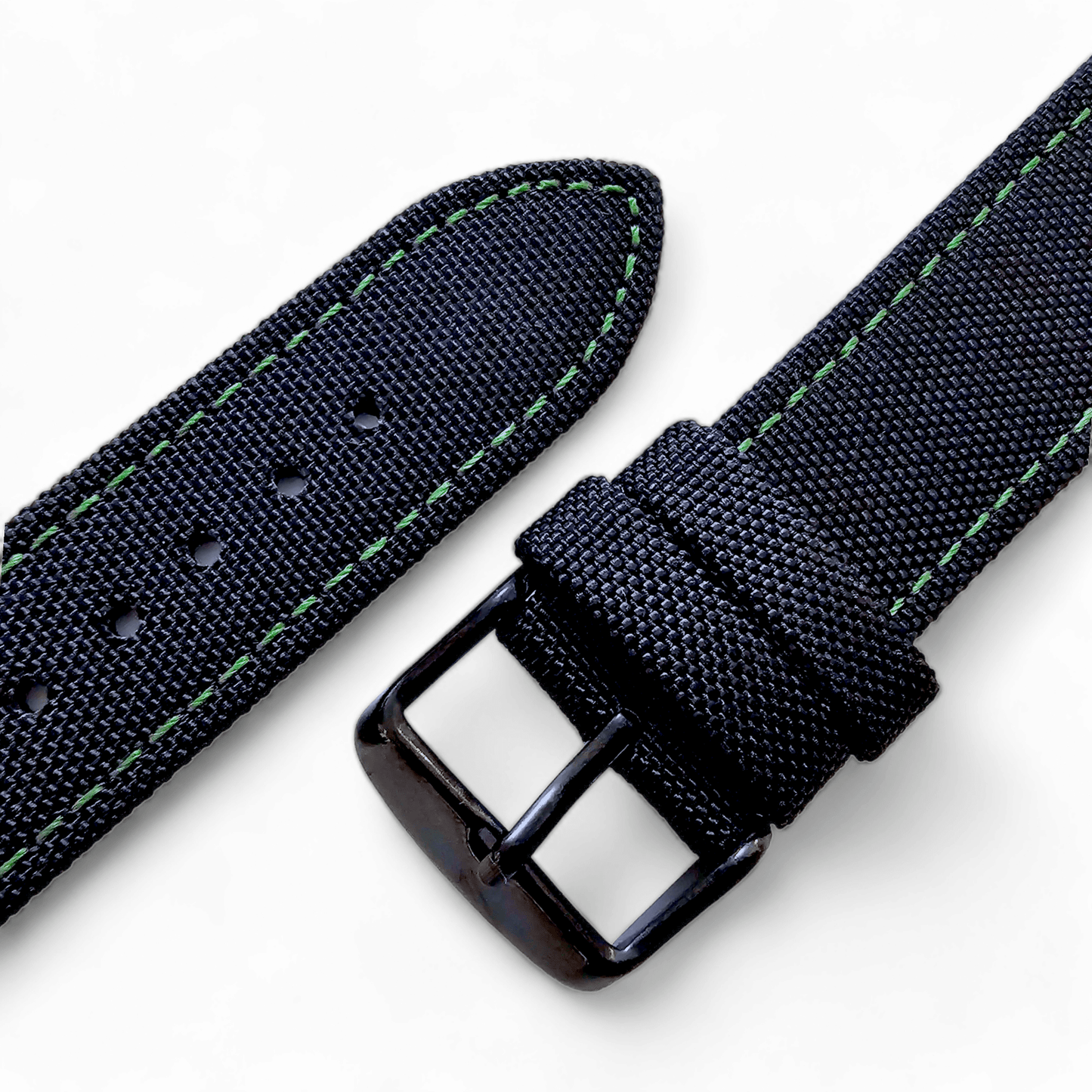Canvas Watch Strap Black PVD Buckle Nylon Fabric Sailcloth 20mm 22mm - Wrist Envy