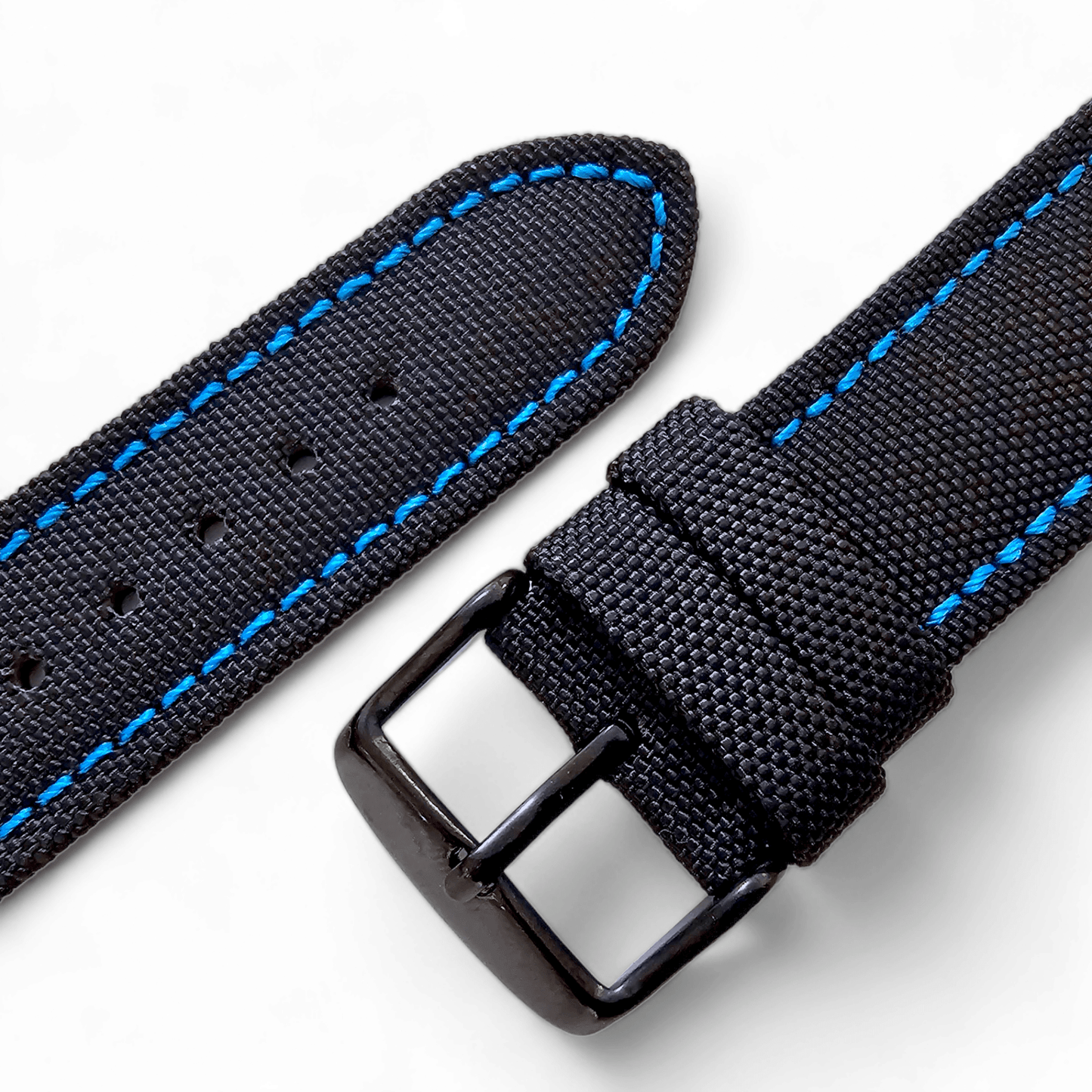 Canvas Watch Strap Black PVD Buckle Nylon Fabric Sailcloth 20mm 22mm - Wrist Envy