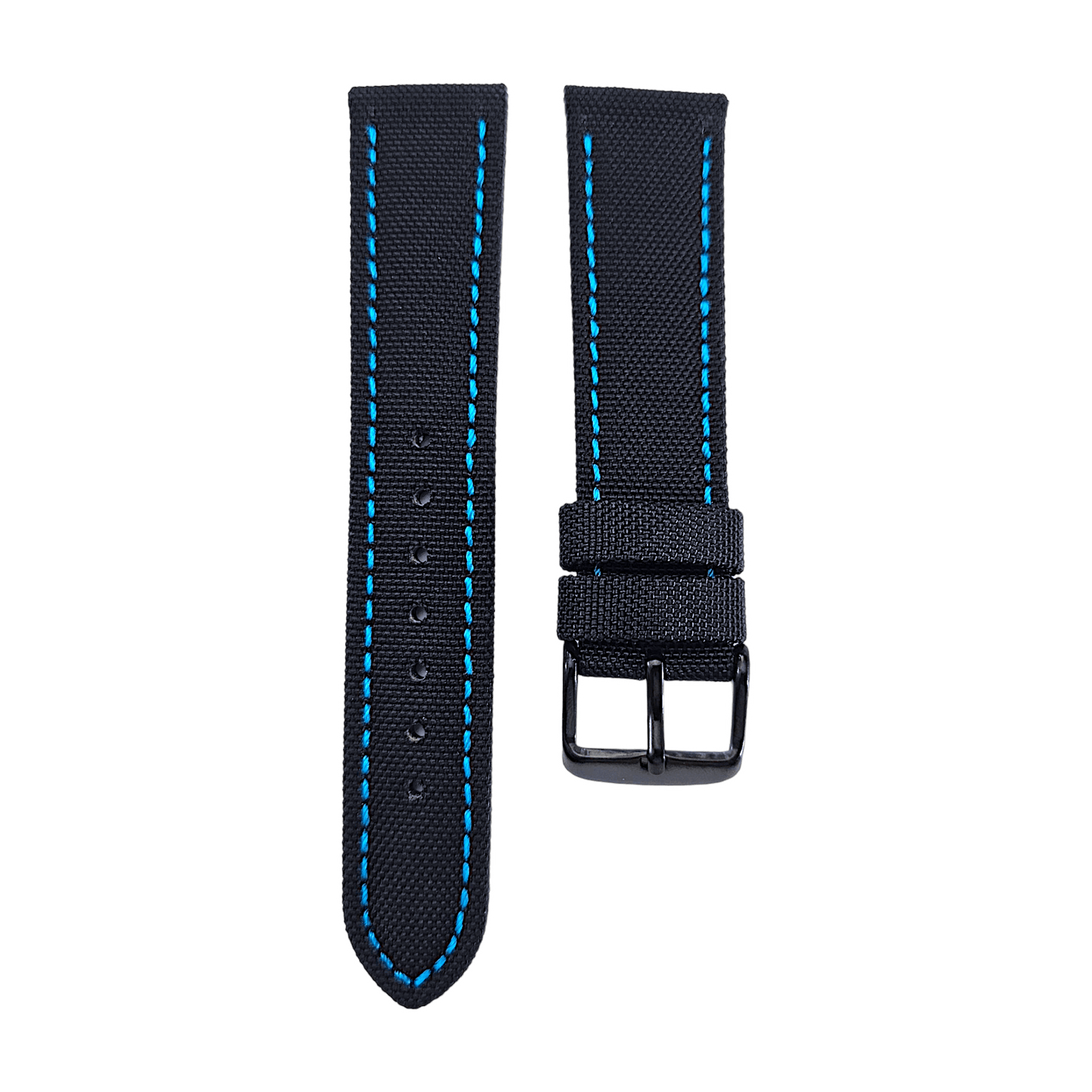 Canvas Watch Strap Black PVD Buckle Nylon Fabric Sailcloth 20mm 22mm - Wrist Envy