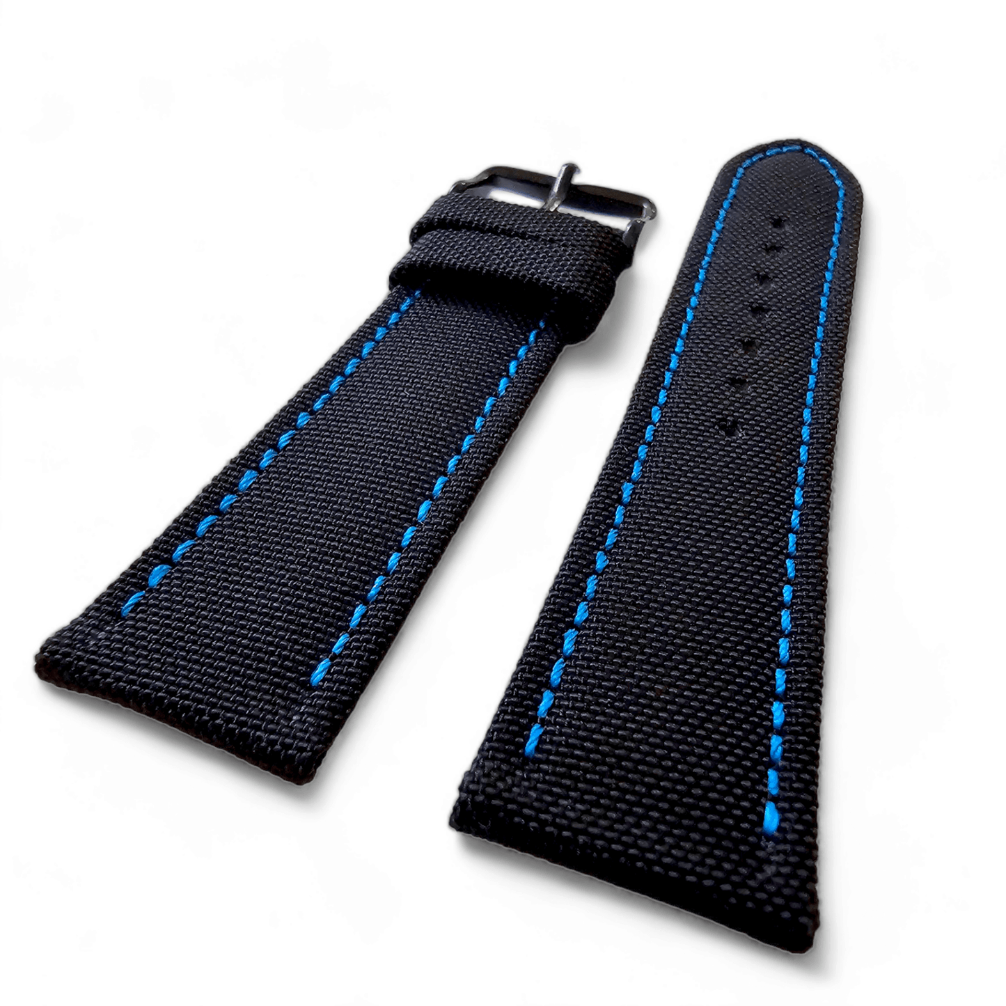 Canvas Watch Strap Black PVD Buckle Nylon Fabric Sailcloth 20mm 22mm - Wrist Envy