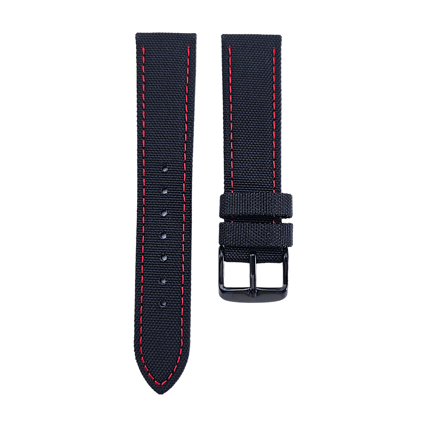 Canvas Watch Strap Black PVD Buckle Nylon Fabric Sailcloth 20mm 22mm - Wrist Envy