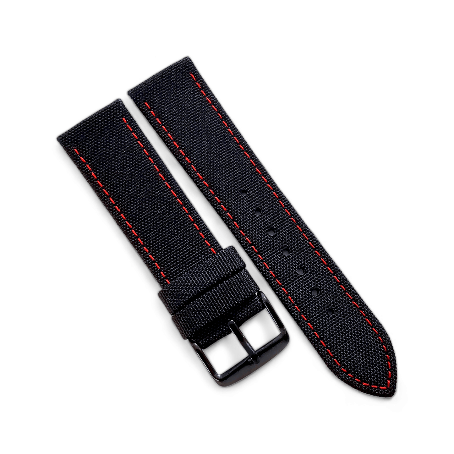 Canvas Watch Strap Black PVD Buckle Nylon Fabric Sailcloth 20mm 22mm - Wrist Envy