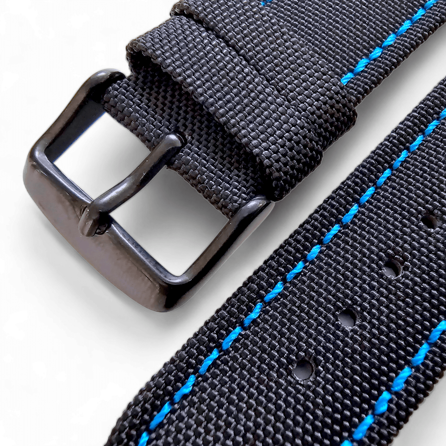 Canvas Watch Strap Black PVD Buckle Nylon Fabric Sailcloth 20mm 22mm - Wrist Envy