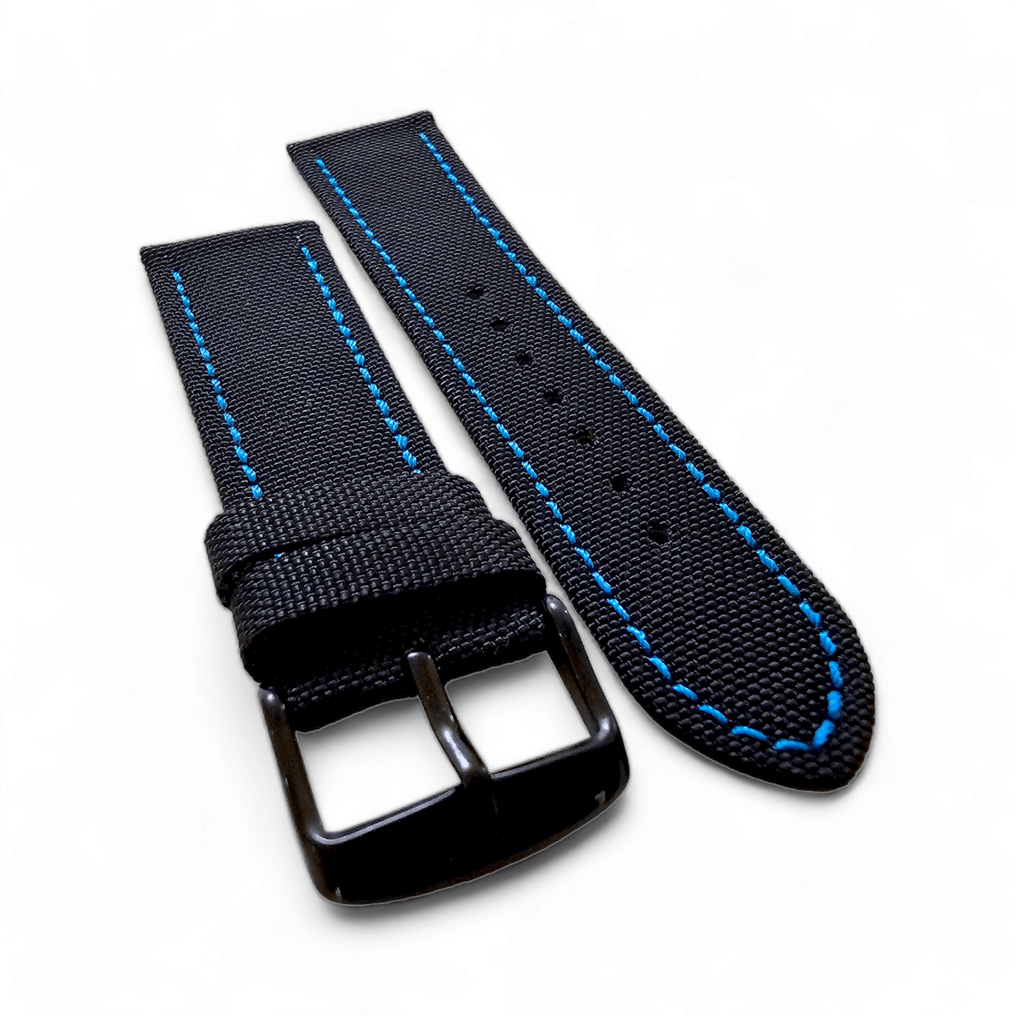 Canvas Watch Strap Black PVD Buckle Nylon Fabric Sailcloth 20mm 22mm - Wrist Envy