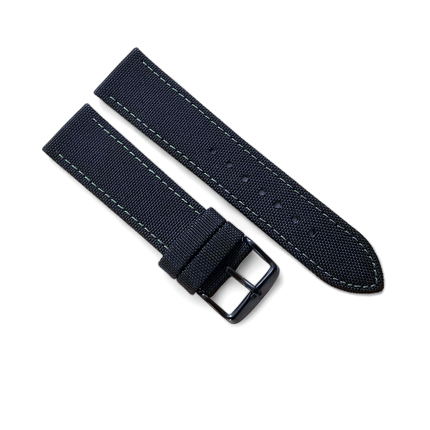 Canvas Watch Strap Black PVD Buckle Nylon Fabric Sailcloth 20mm 22mm - Wrist Envy
