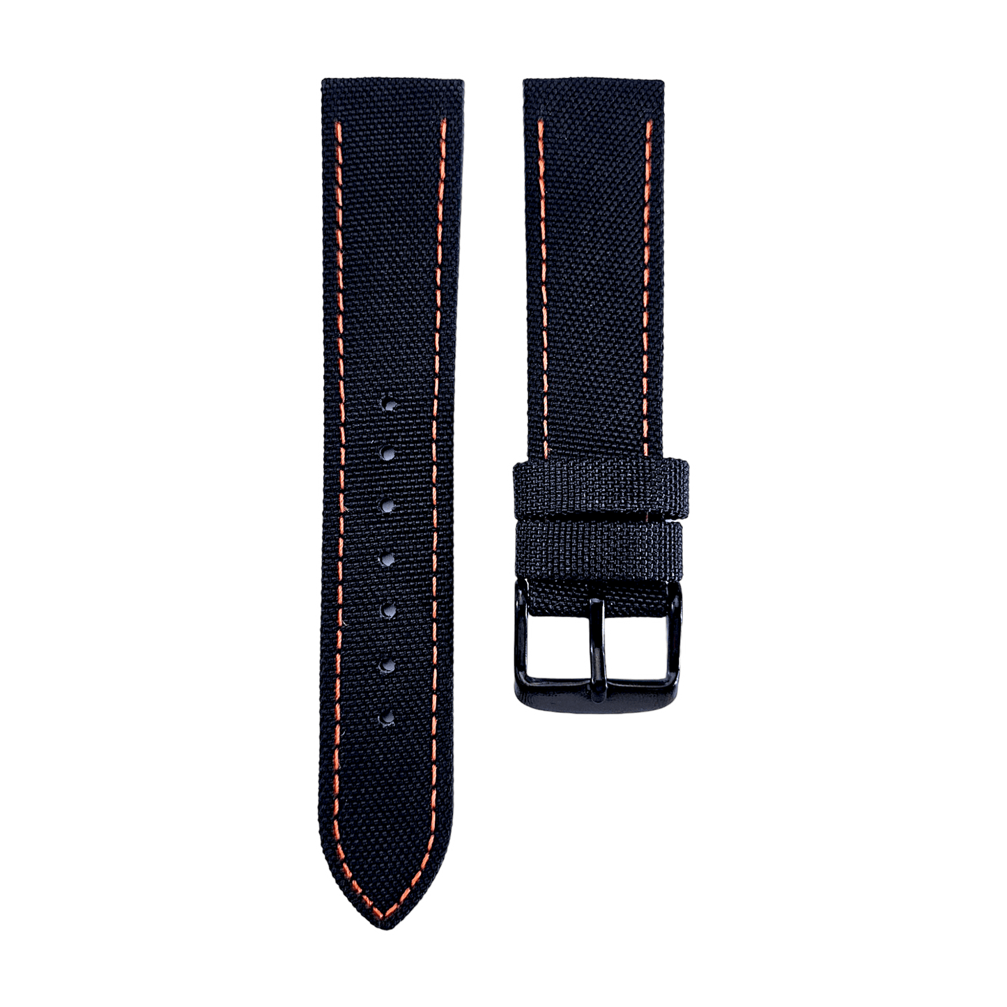 Canvas Watch Strap Black PVD Buckle Nylon Fabric Sailcloth 20mm 22mm - Wrist Envy