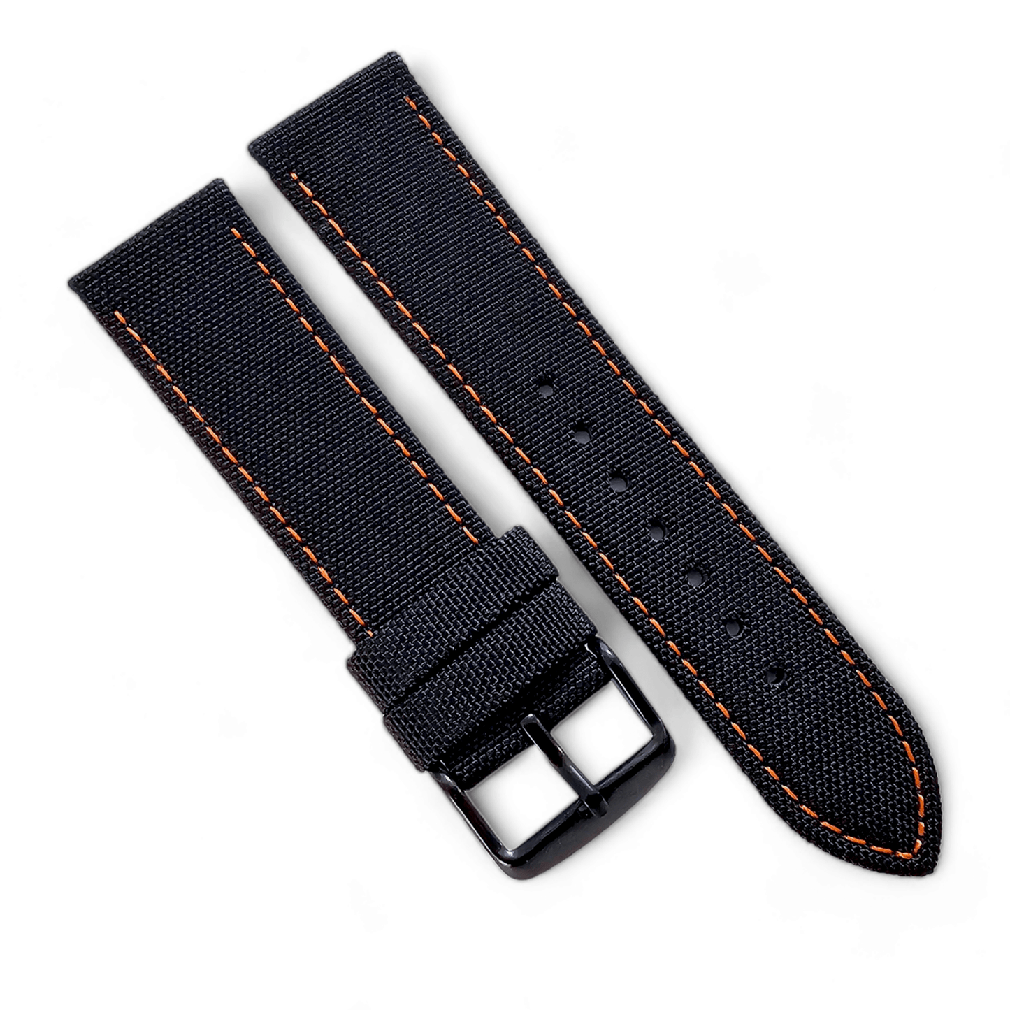 Canvas Watch Strap Black PVD Buckle Nylon Fabric Sailcloth 20mm 22mm - Wrist Envy