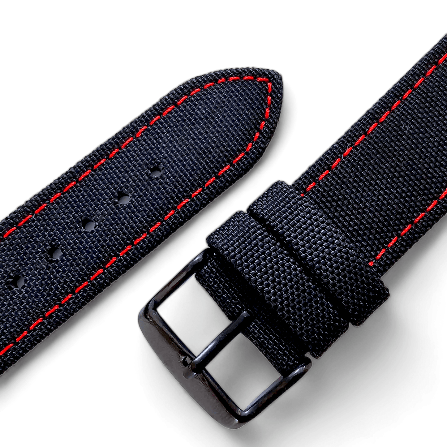 Canvas Watch Strap Black PVD Buckle Nylon Fabric Sailcloth 20mm 22mm - Wrist Envy