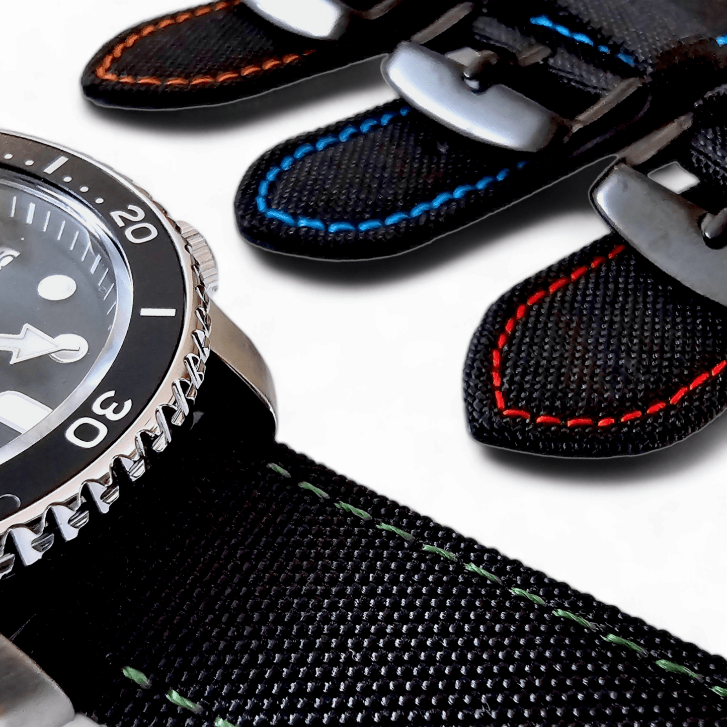 Canvas Watch Strap Black PVD Buckle Nylon Fabric Sailcloth 20mm 22mm - Wrist Envy