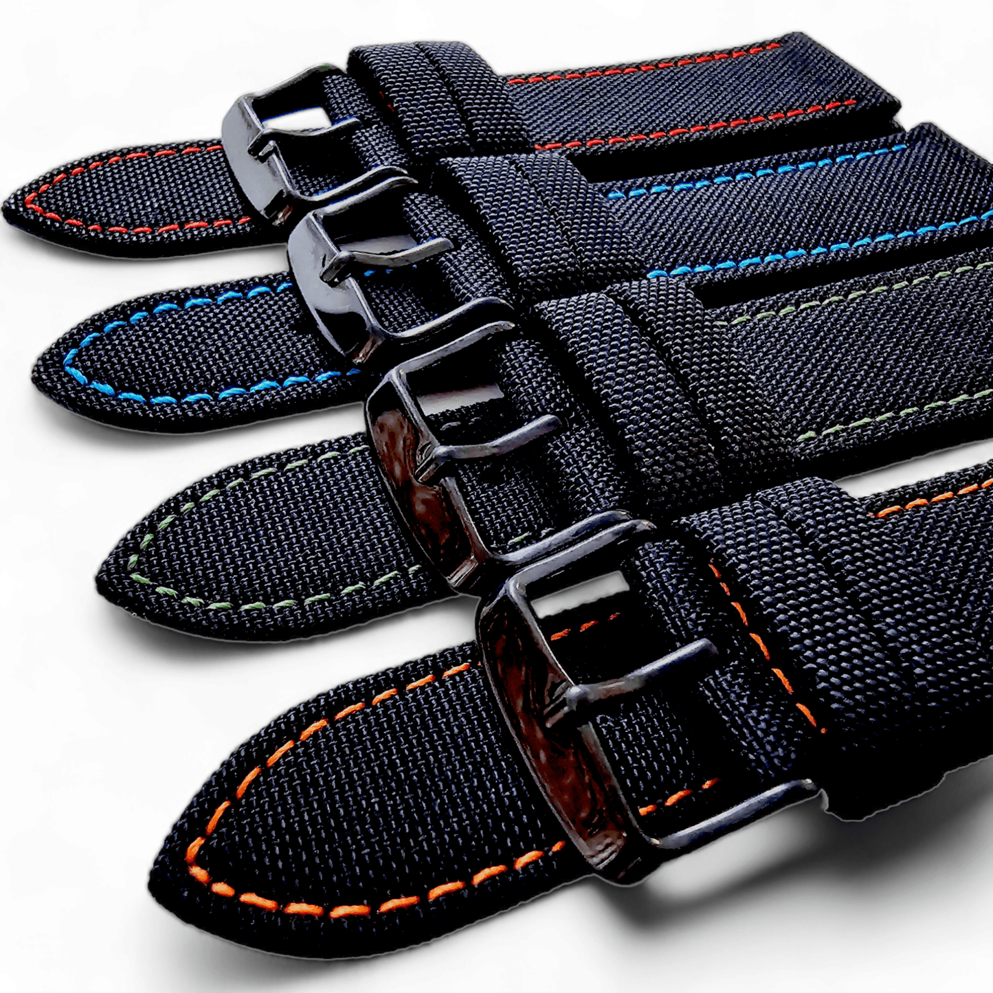 Canvas Watch Strap Black PVD Buckle Nylon Fabric Sailcloth 20mm 22mm - Wrist Envy