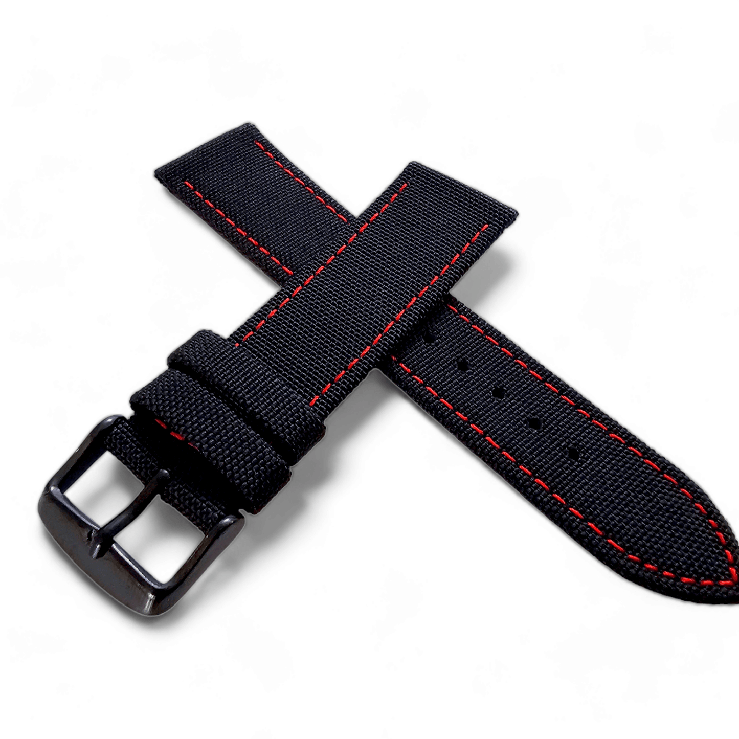Canvas Watch Strap Black PVD Buckle Nylon Fabric Sailcloth 20mm 22mm - Wrist Envy