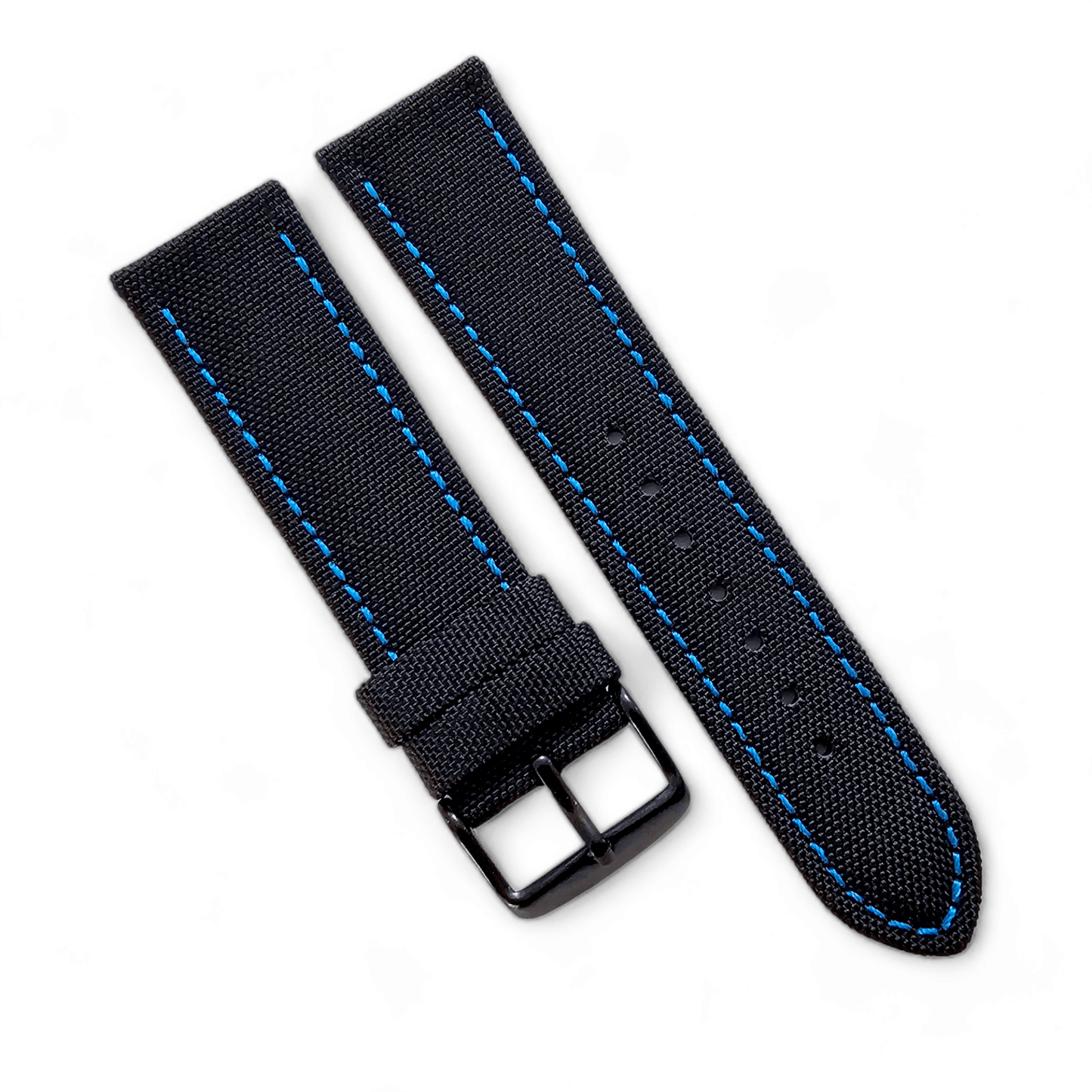 Canvas Watch Strap Black PVD Buckle Nylon Fabric Sailcloth 20mm 22mm - Wrist Envy
