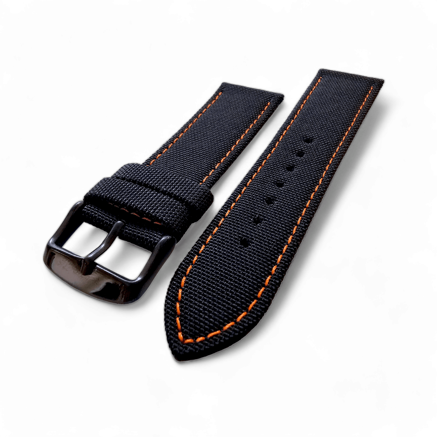 Canvas Watch Strap Black PVD Buckle Nylon Fabric Sailcloth 20mm 22mm - Wrist Envy