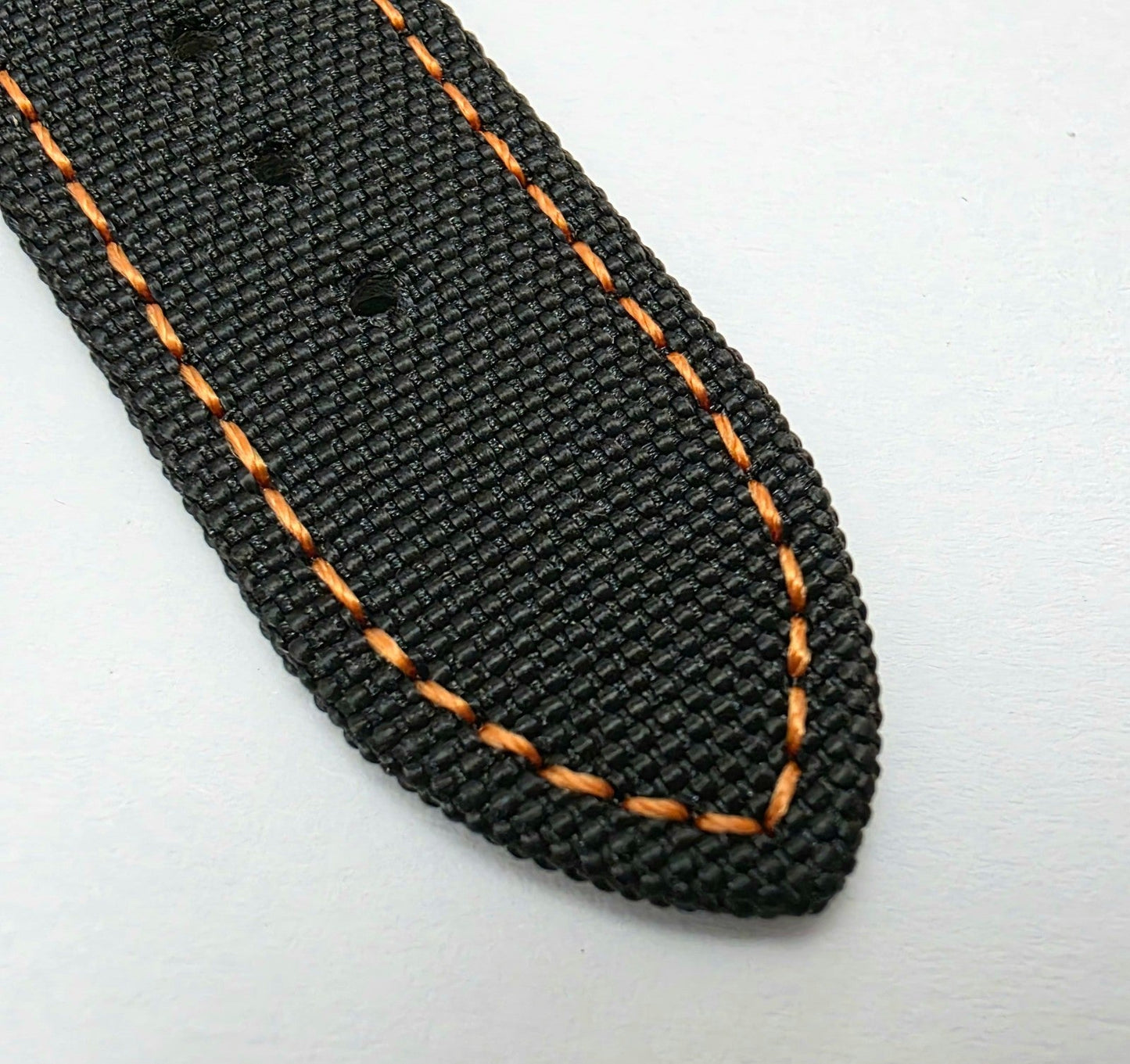 Canvas Watch Strap Fabric Sailcloth 22mm Black Orange Stitch - Wrist Envy
