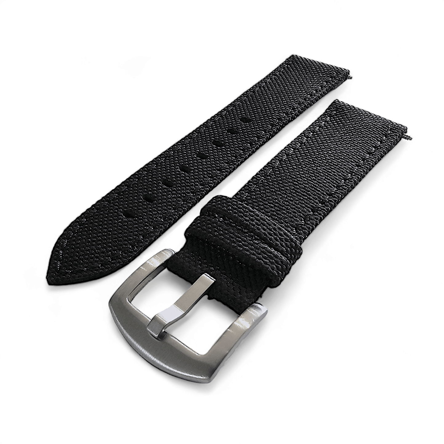 Canvas Watch Strap in Black with Black Stitching 18mm 20mm 22mm 24mm - Wrist Envy