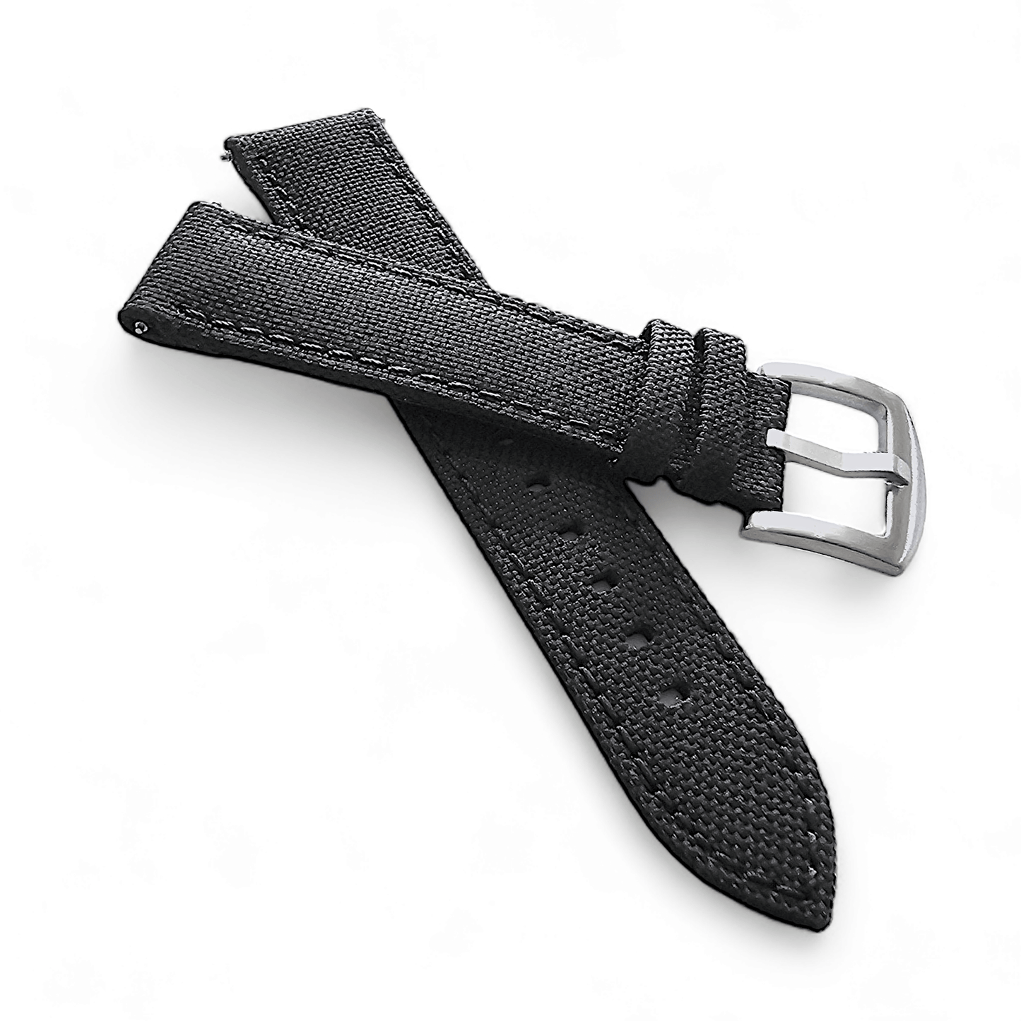 Canvas Watch Strap in Black with Black Stitching 18mm 20mm 22mm 24mm - Wrist Envy