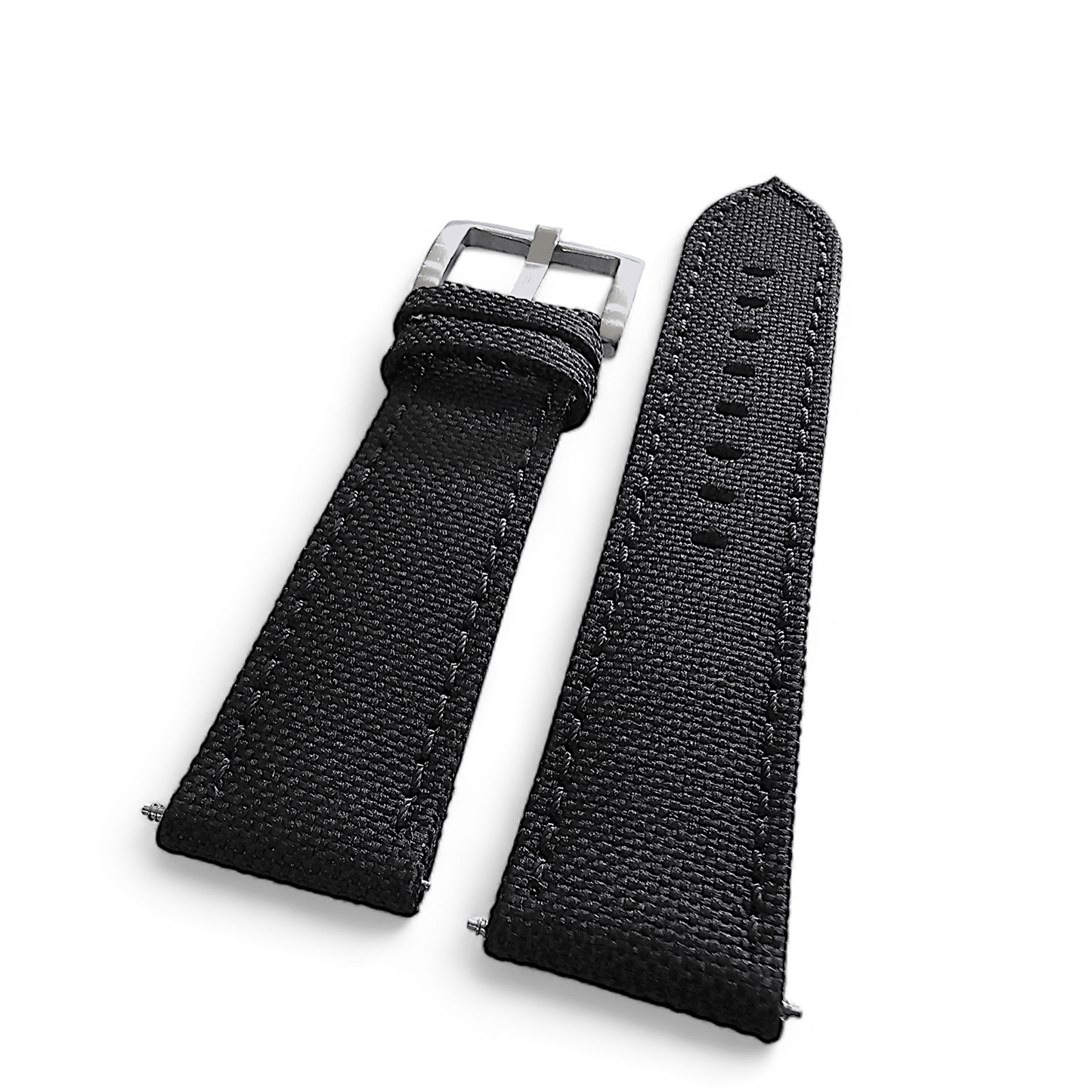 Canvas Watch Strap in Black with Black Stitching 18mm 20mm 22mm 24mm - Wrist Envy