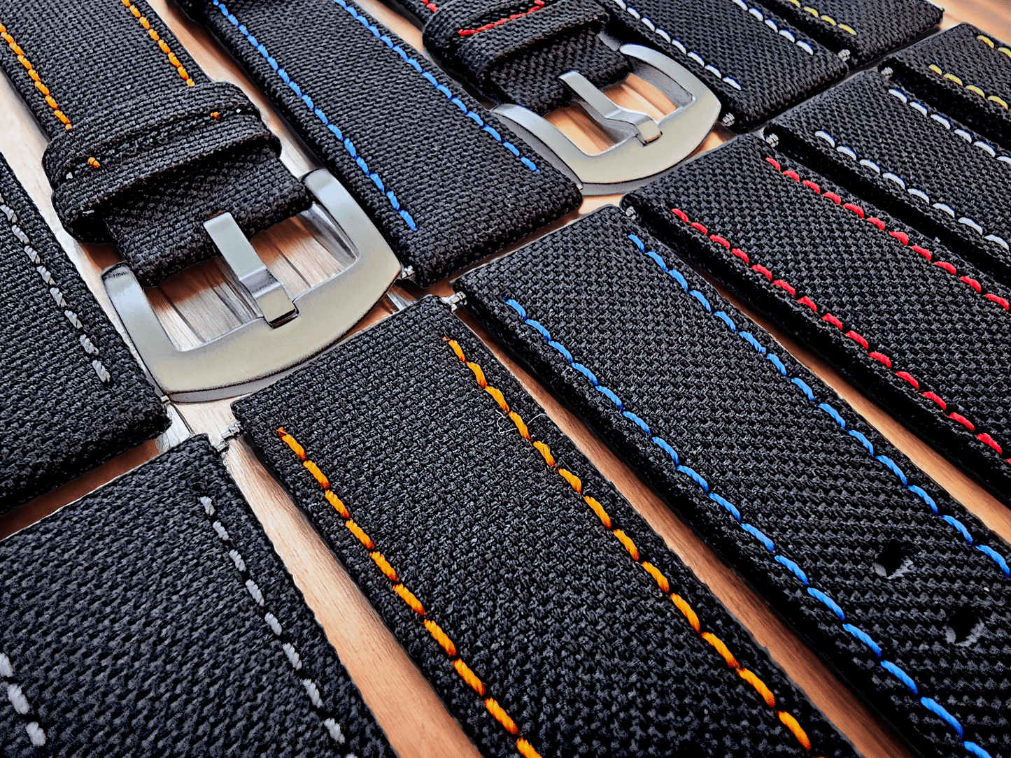 Canvas Watch Strap in Black with Black Stitching 18mm 20mm 22mm 24mm - Wrist Envy