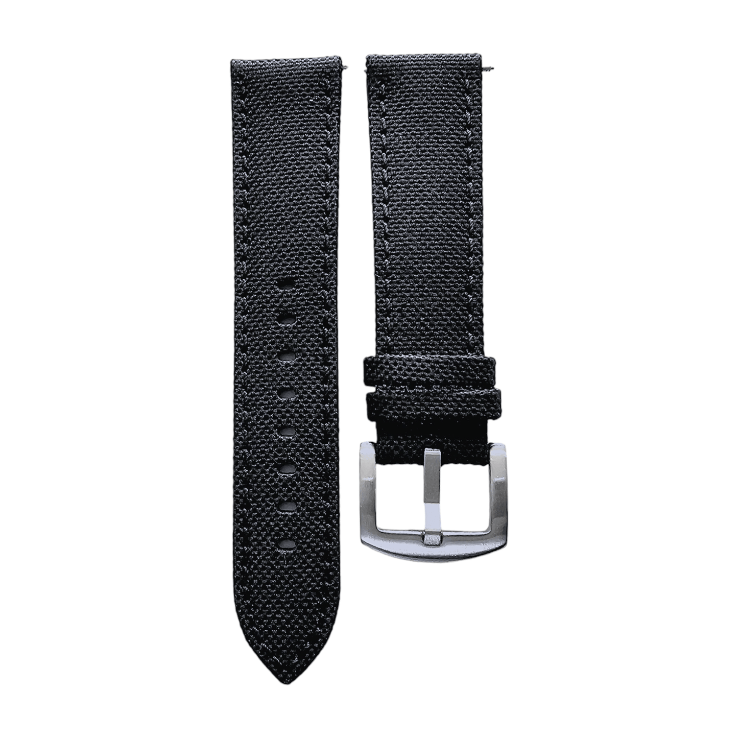 Canvas Watch Strap in Black with Black Stitching 18mm 20mm 22mm 24mm - Wrist Envy