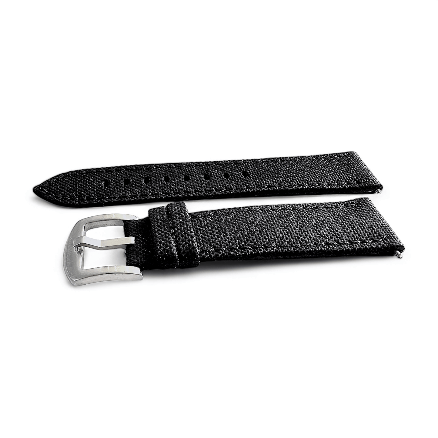 Canvas Watch Strap in Black with Black Stitching 18mm 20mm 22mm 24mm - Wrist Envy
