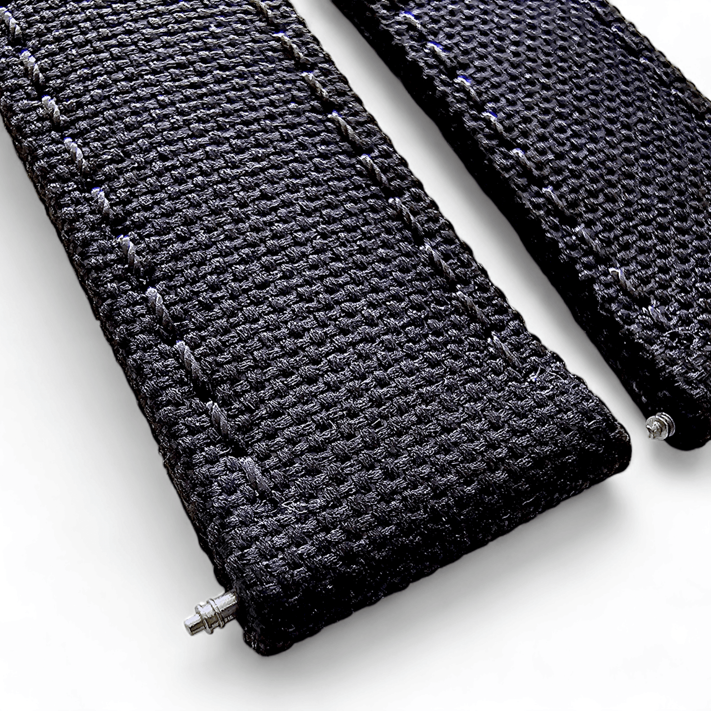 Canvas Watch Strap in Black with Black Stitching 18mm 20mm 22mm 24mm - Wrist Envy