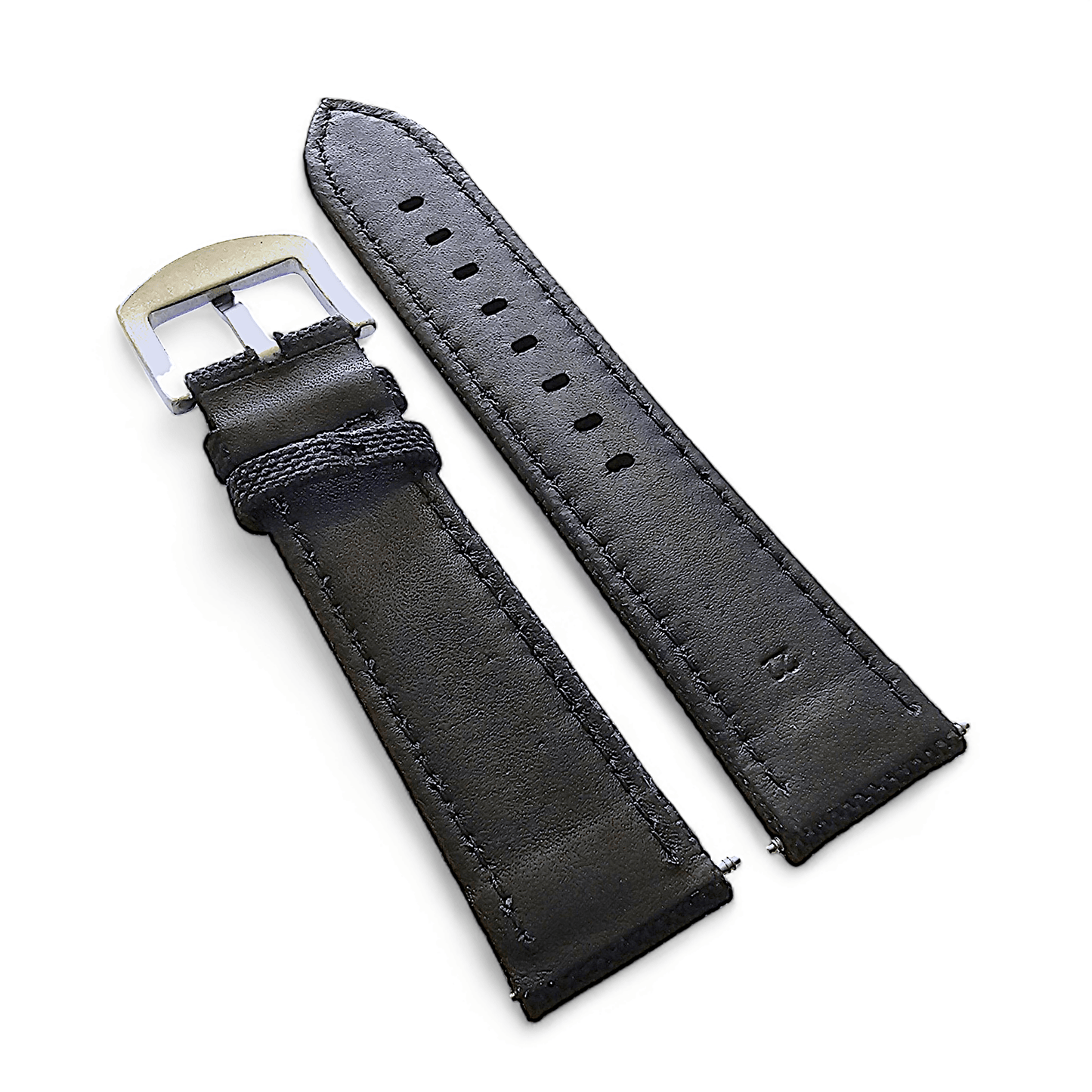 Canvas Watch Strap in Black with Black Stitching 18mm 20mm 22mm 24mm - Wrist Envy