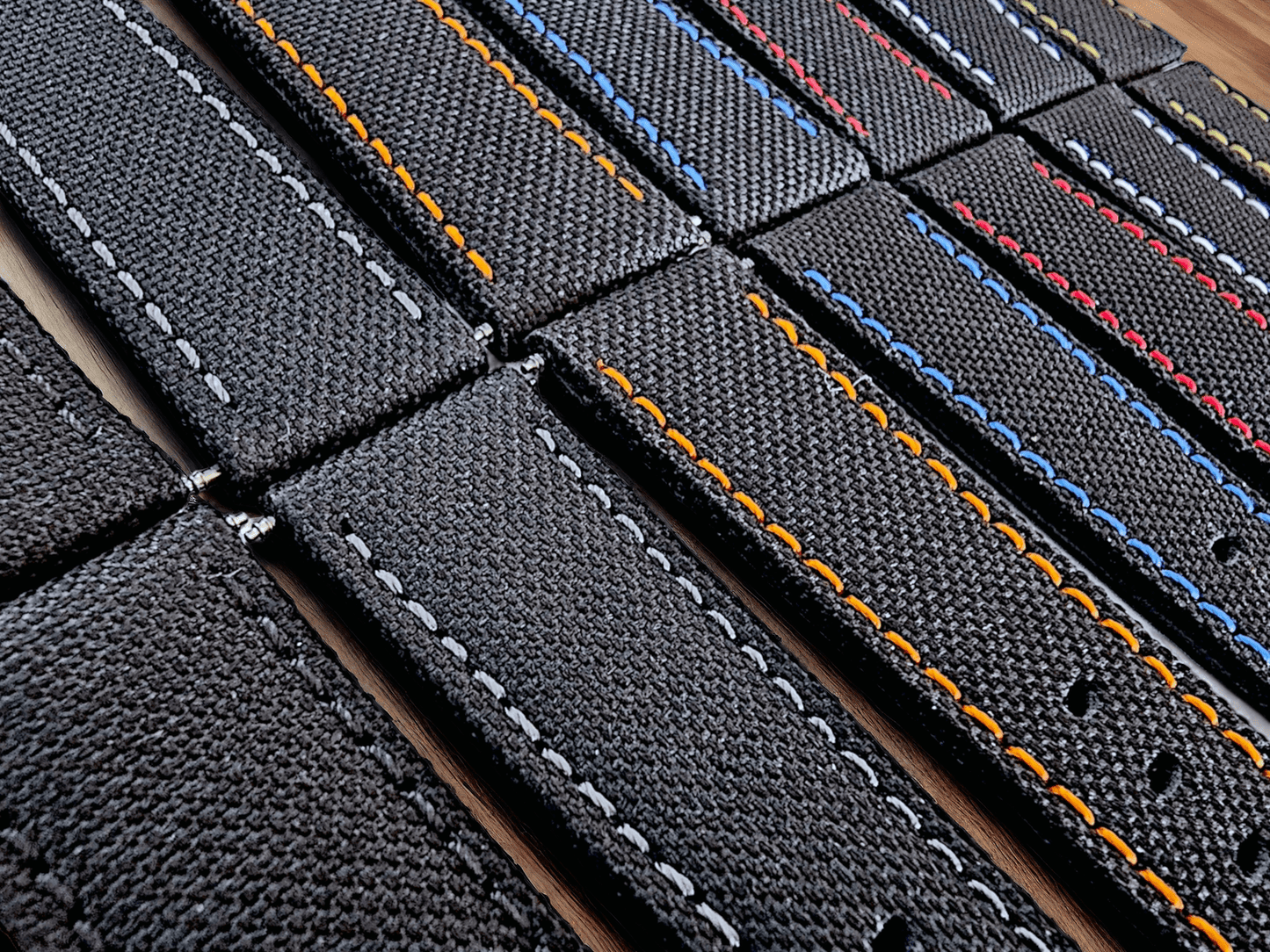 Canvas Watch Strap in Black with Grey Stitching 18mm 20mm 22mm - Wrist Envy