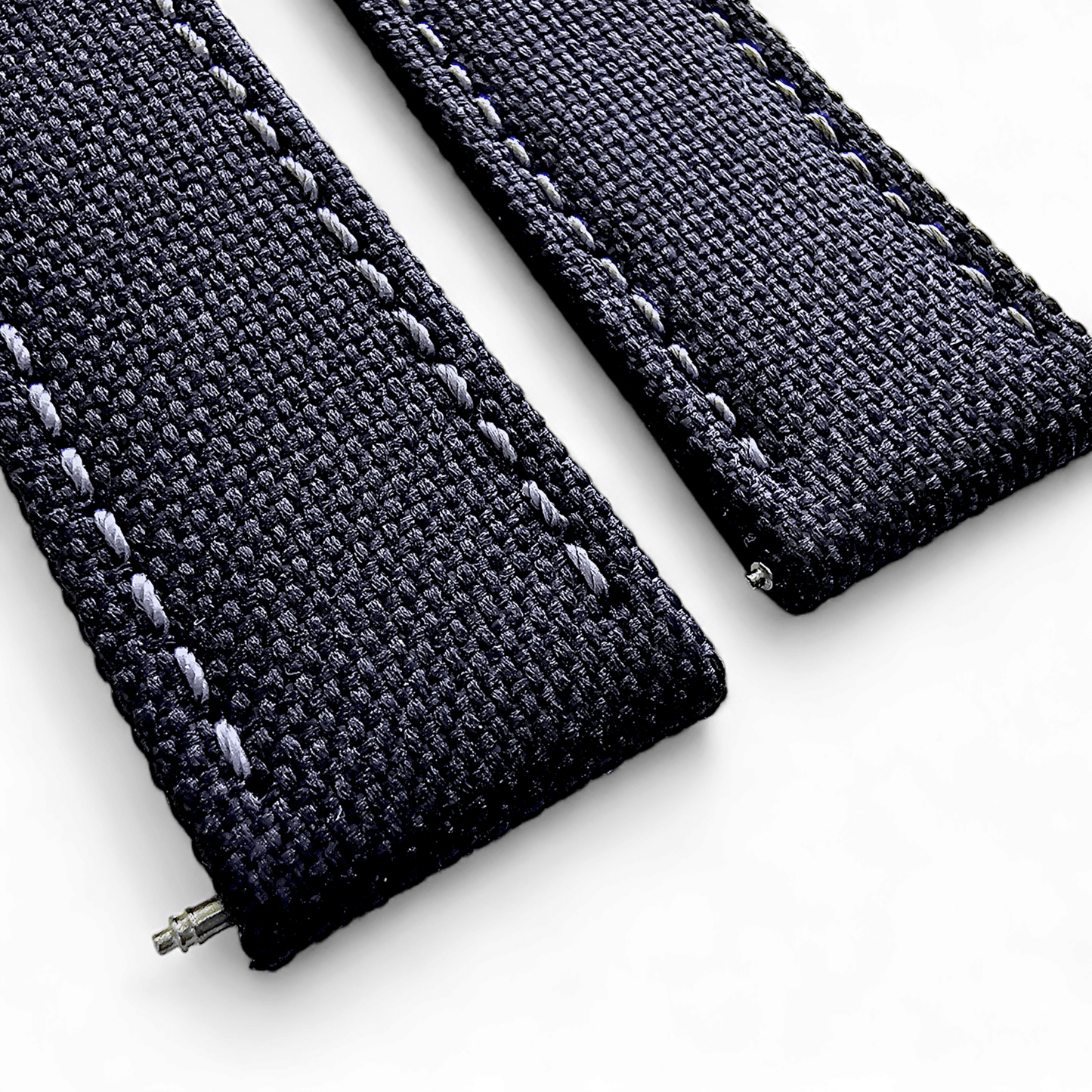 Canvas Watch Strap in Black with Grey Stitching 18mm 20mm 22mm - Wrist Envy