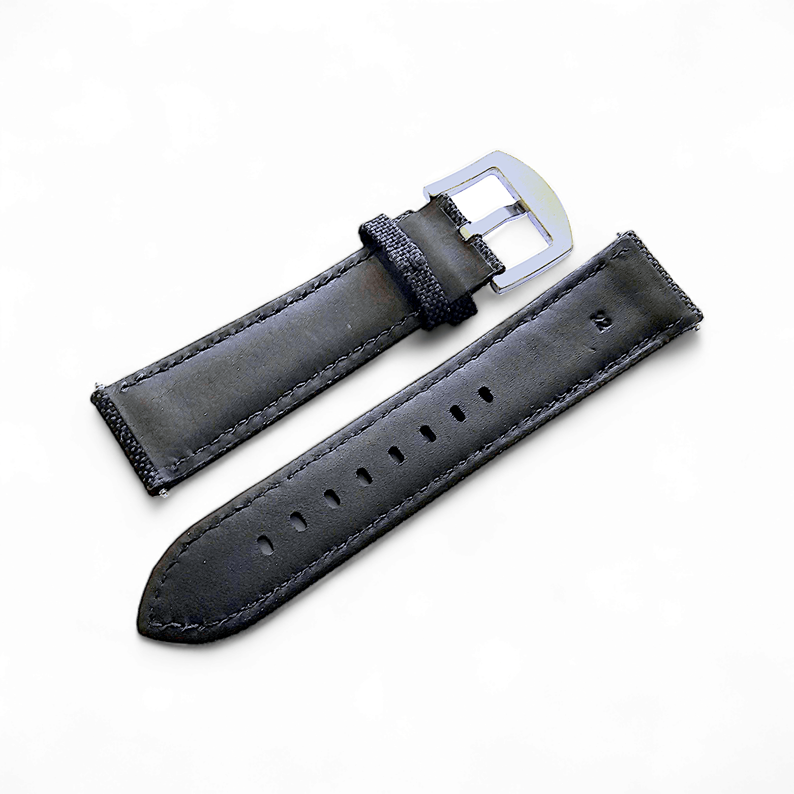Canvas Watch Strap in Black with Orange Stitching 18mm 20mm 22mm 24mm - Wrist Envy