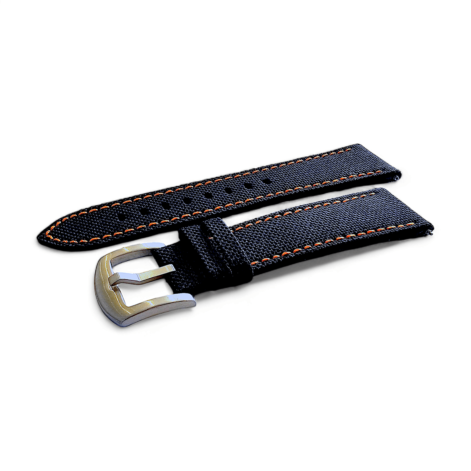 Canvas Watch Strap in Black with Orange Stitching 18mm 20mm 22mm 24mm - Wrist Envy