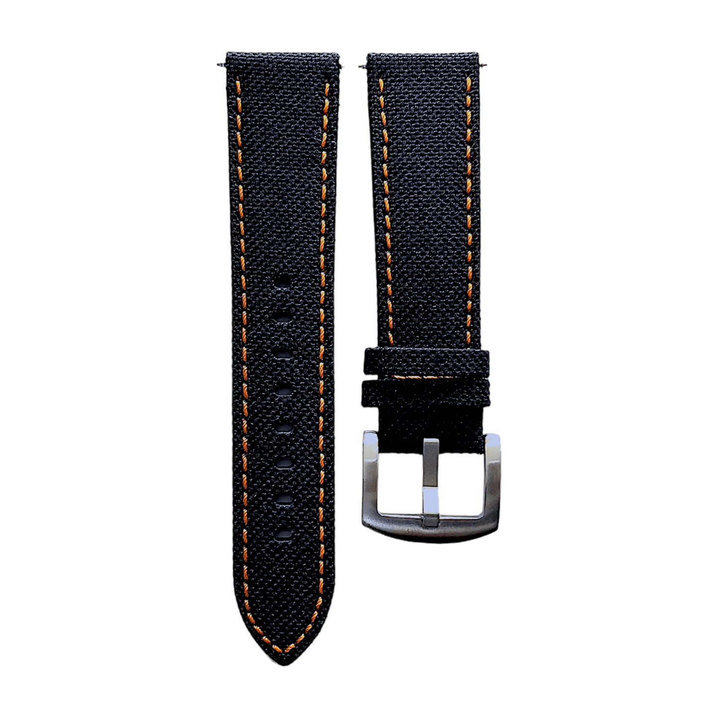 Canvas Watch Strap in Black with Orange Stitching 18mm 20mm 22mm 24mm - Wrist Envy