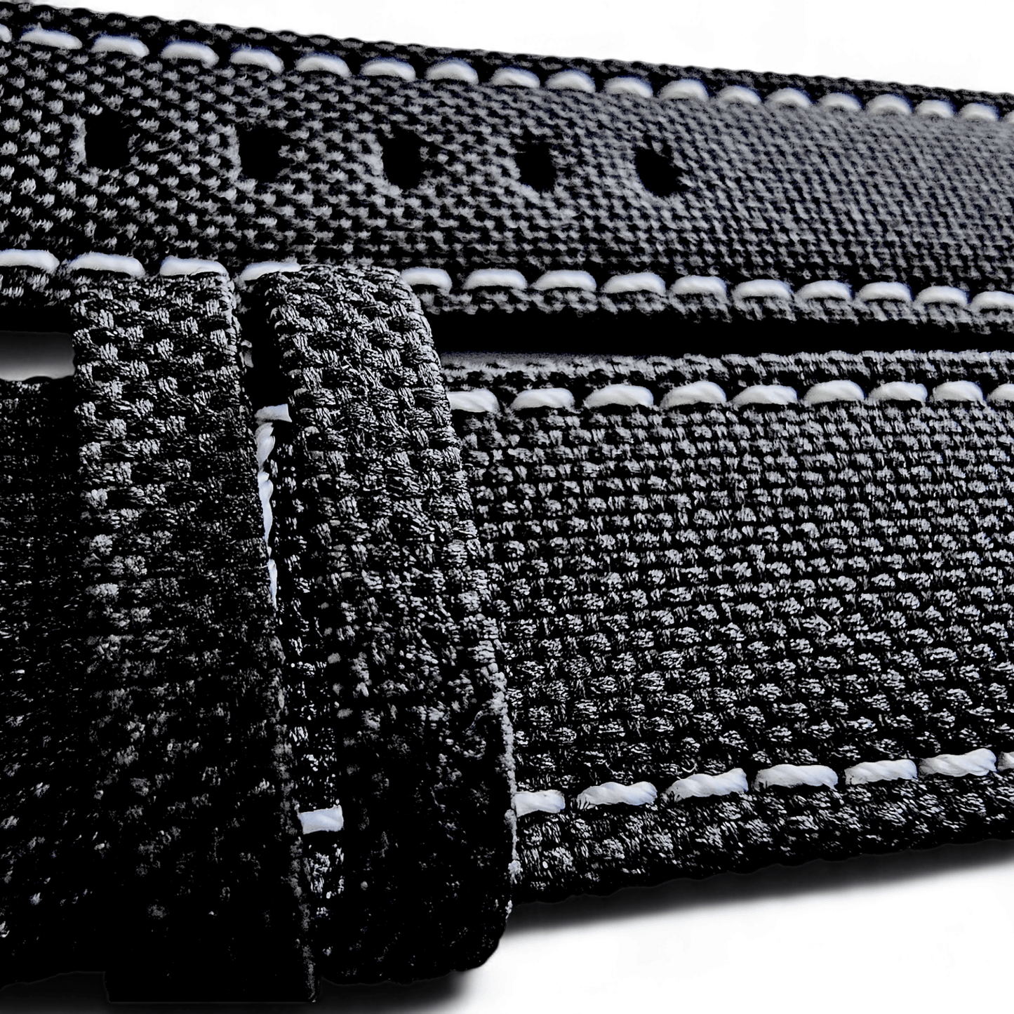 Canvas Watch Strap in Black with White Stitching 18mm 20mm 22mm 24mm - Wrist Envy