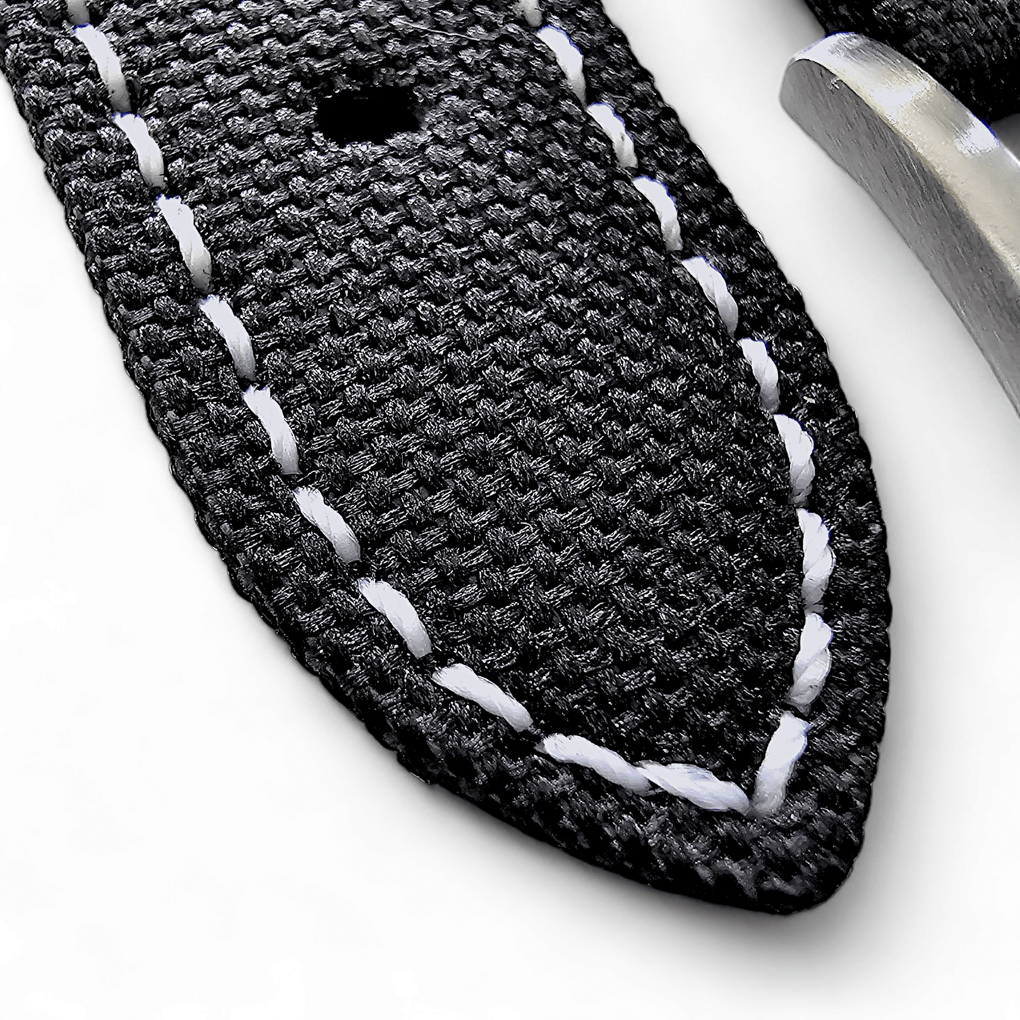 Canvas Watch Strap in Black with White Stitching 18mm 20mm 22mm 24mm - Wrist Envy