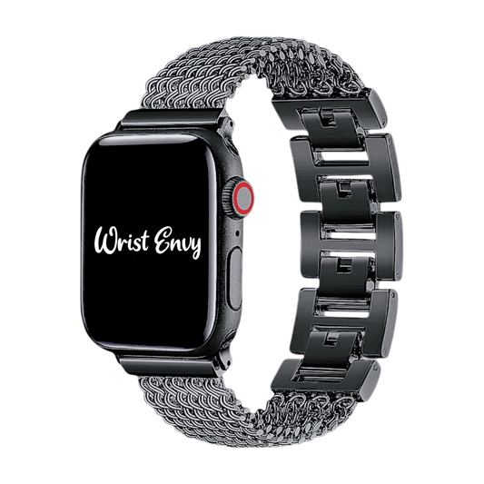 Chain Mail Stainless Steel Apple Watch Strap Black - Wrist Envy