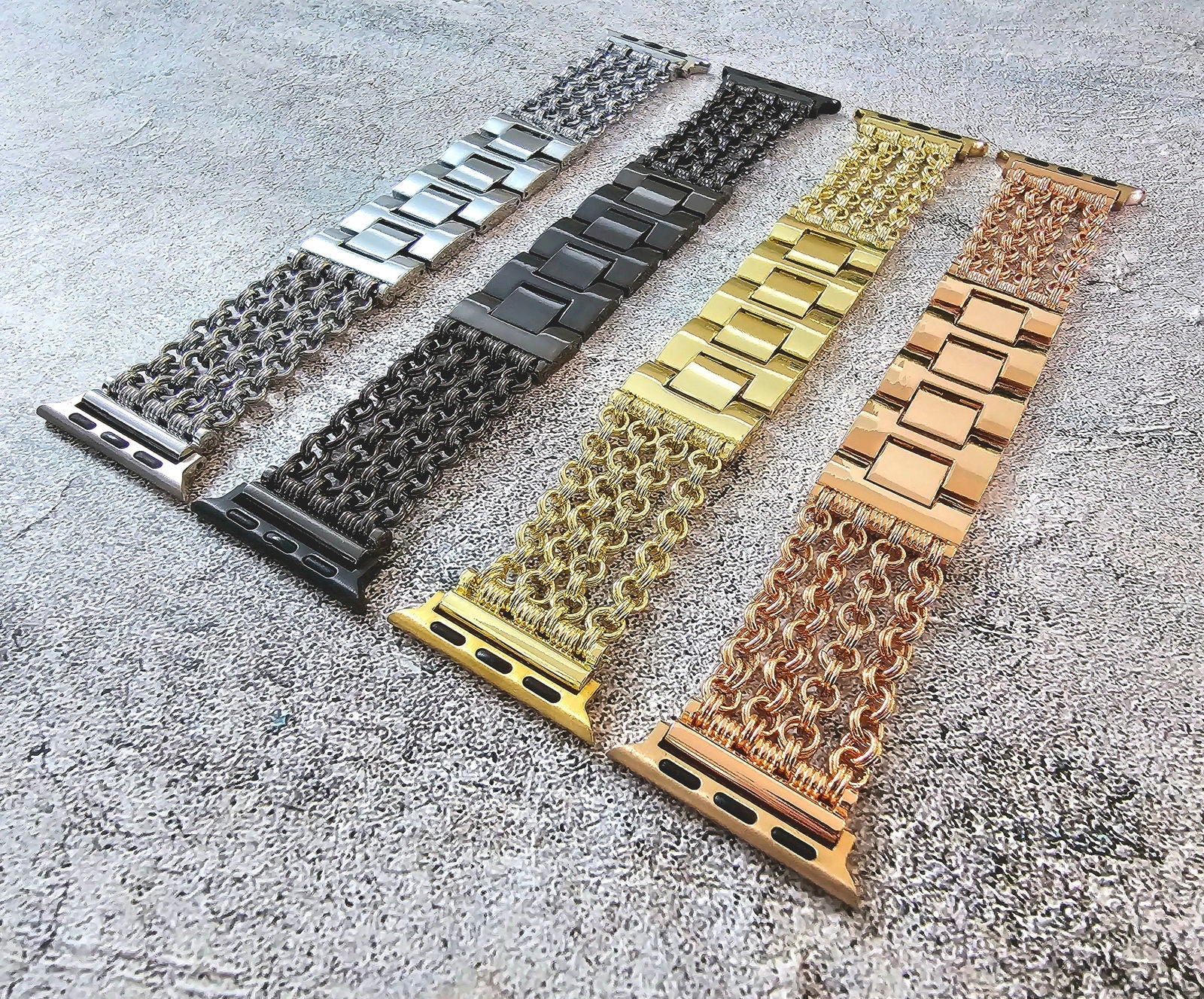 Chain Mail Stainless Steel Apple Watch Strap Gold - Wrist Envy