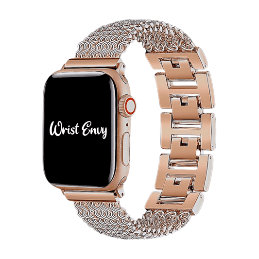 Chain Mail Stainless Steel Apple Watch Strap Rose Gold - Wrist Envy