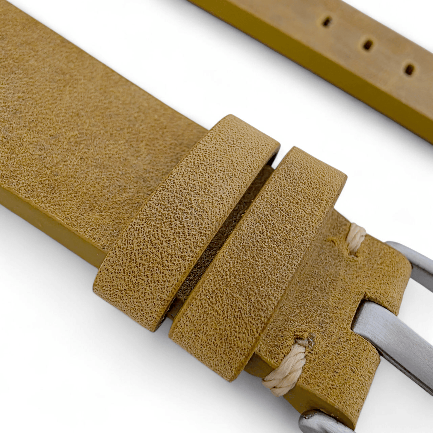 Crazy Horse Thick Leather Watch Strap For Apple Watch Khaki Beige - Wrist Envy