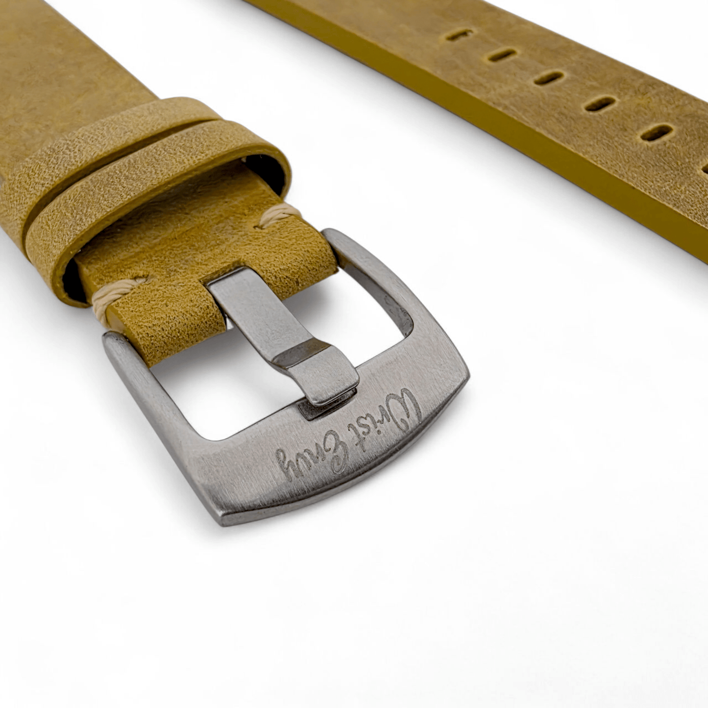 Crazy Horse Thick Leather Watch Strap For Apple Watch Khaki Beige - Wrist Envy