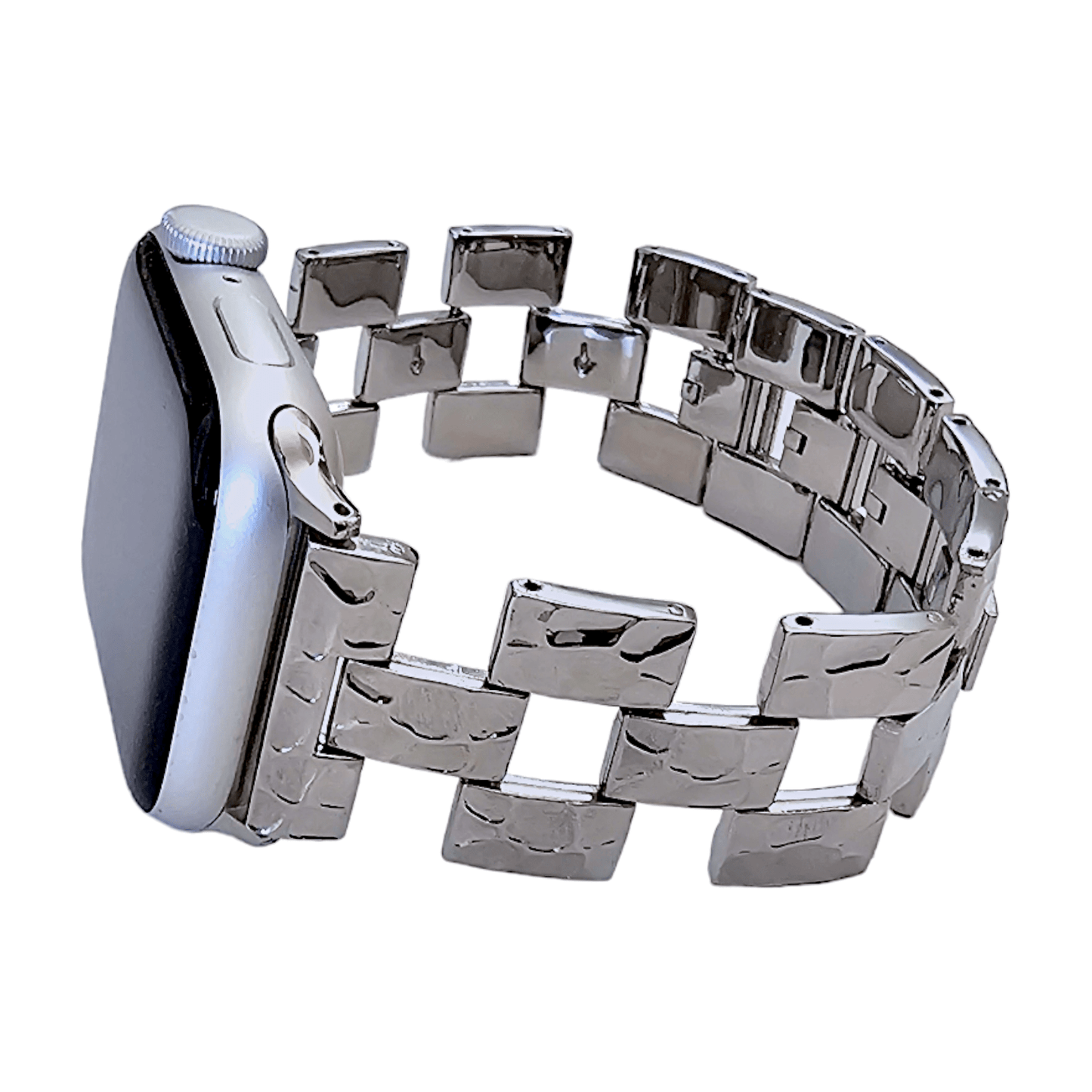 Crushed metal bracelet for Apple Watch Strap Band Silver - Wrist Envy