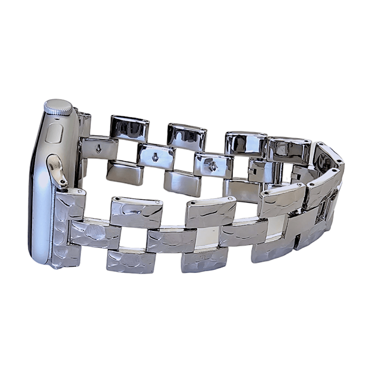 Crushed metal bracelet for Apple Watch Strap Band Silver - Wrist Envy