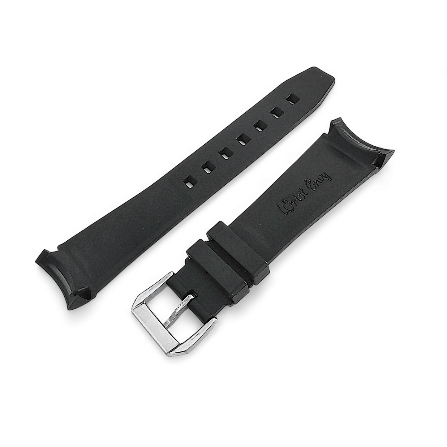 Curved End FKM Rubber Divers Watch Strap Band 20mm 22mm - Wrist Envy