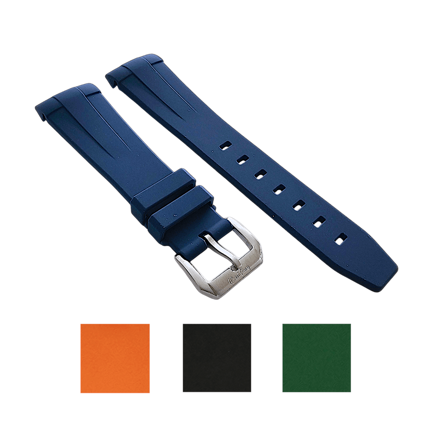 Curved End FKM Rubber Divers Watch Strap Band 20mm 22mm - Wrist Envy