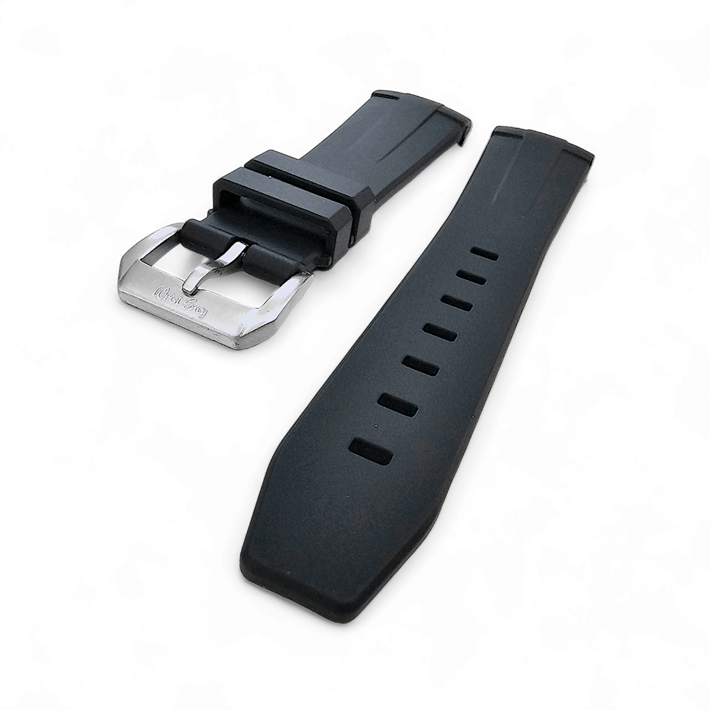 Curved End FKM Rubber Divers Watch Strap Band 20mm 22mm - Wrist Envy