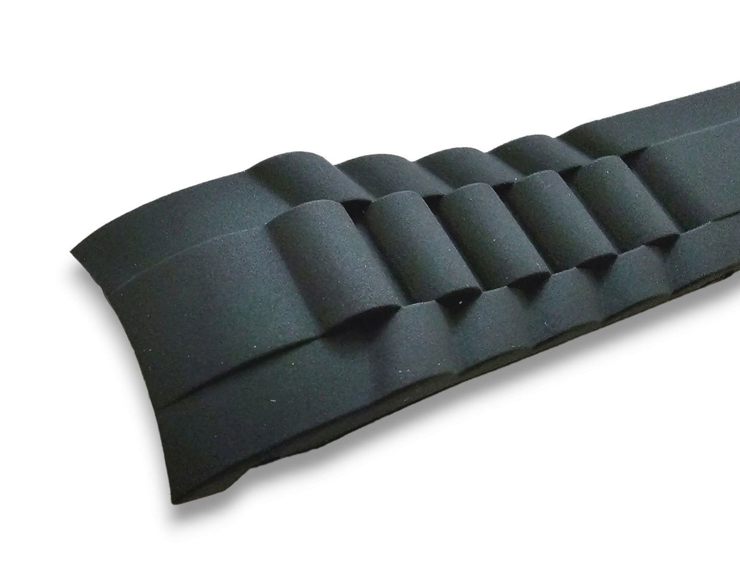Curved End Silicone Rubber Deployment Watch Strap Band 18mm 20mm 22mm Black Blue - Wrist Envy
