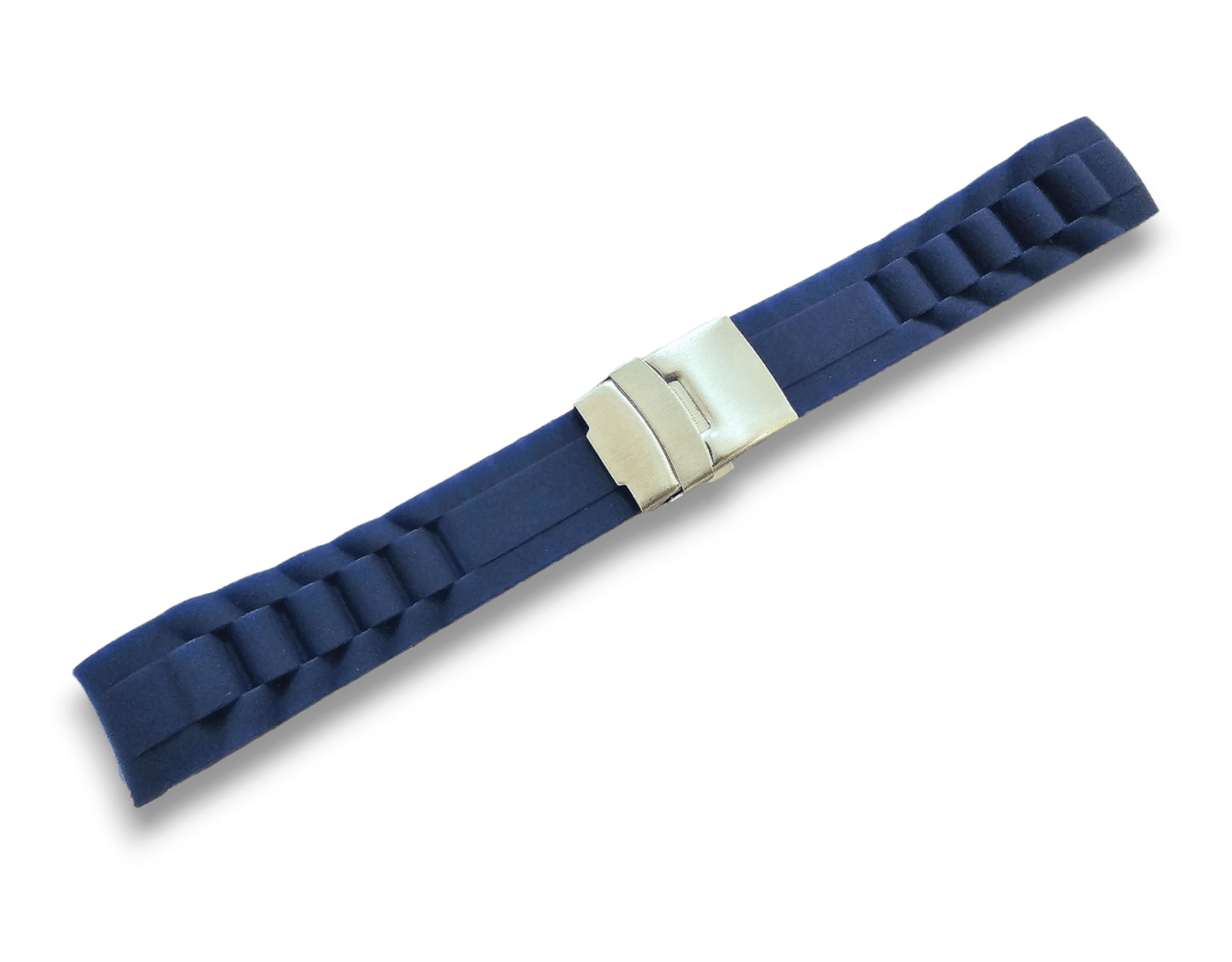 Curved End Silicone Rubber Deployment Watch Strap Band 18mm 20mm 22mm Black Blue - Wrist Envy